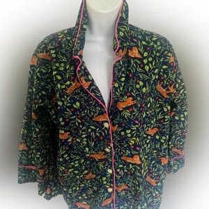 J. Crew Navy Botanical Print Shirt